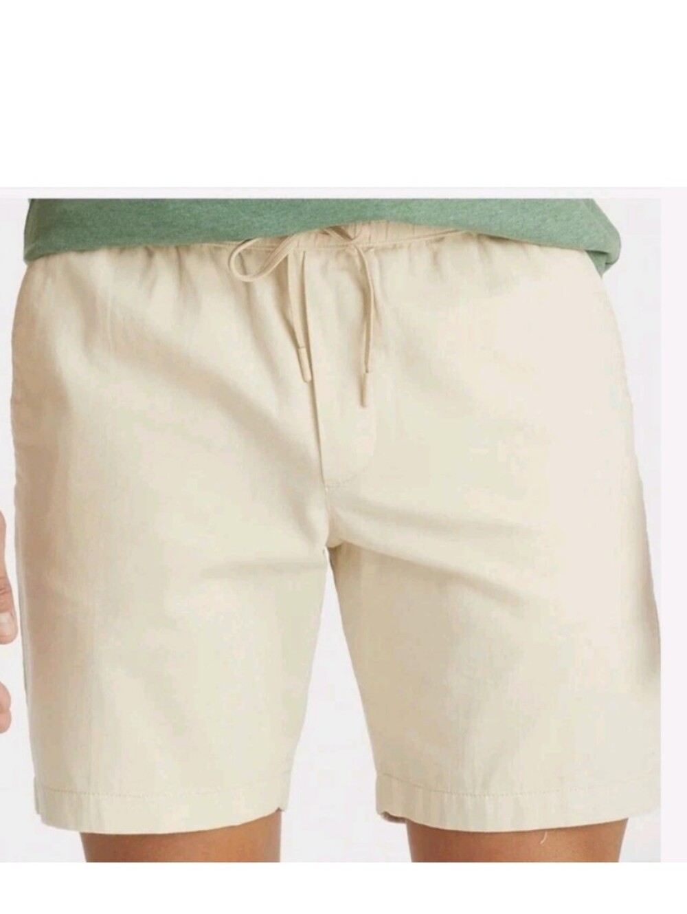UNTUCKit Men's Khaki Tan Cotton Linen Shorts Drawstring Elastic Waistband Large